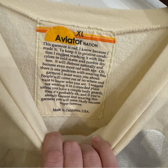 Aviator Nation Glitter Heart Crewneck Pullover Sweatshirt in Natural - Picture 11 of 13